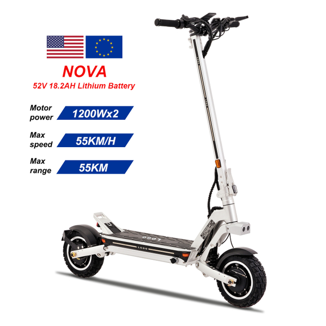 Kick Electric Scooters with 2400W Dual Motor Drive 52V Lithium Battery Long Range 